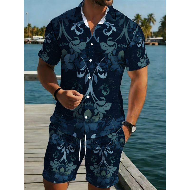 Printed Floral Shirt - Setelan Kemeja Lengan Pendek & Celana