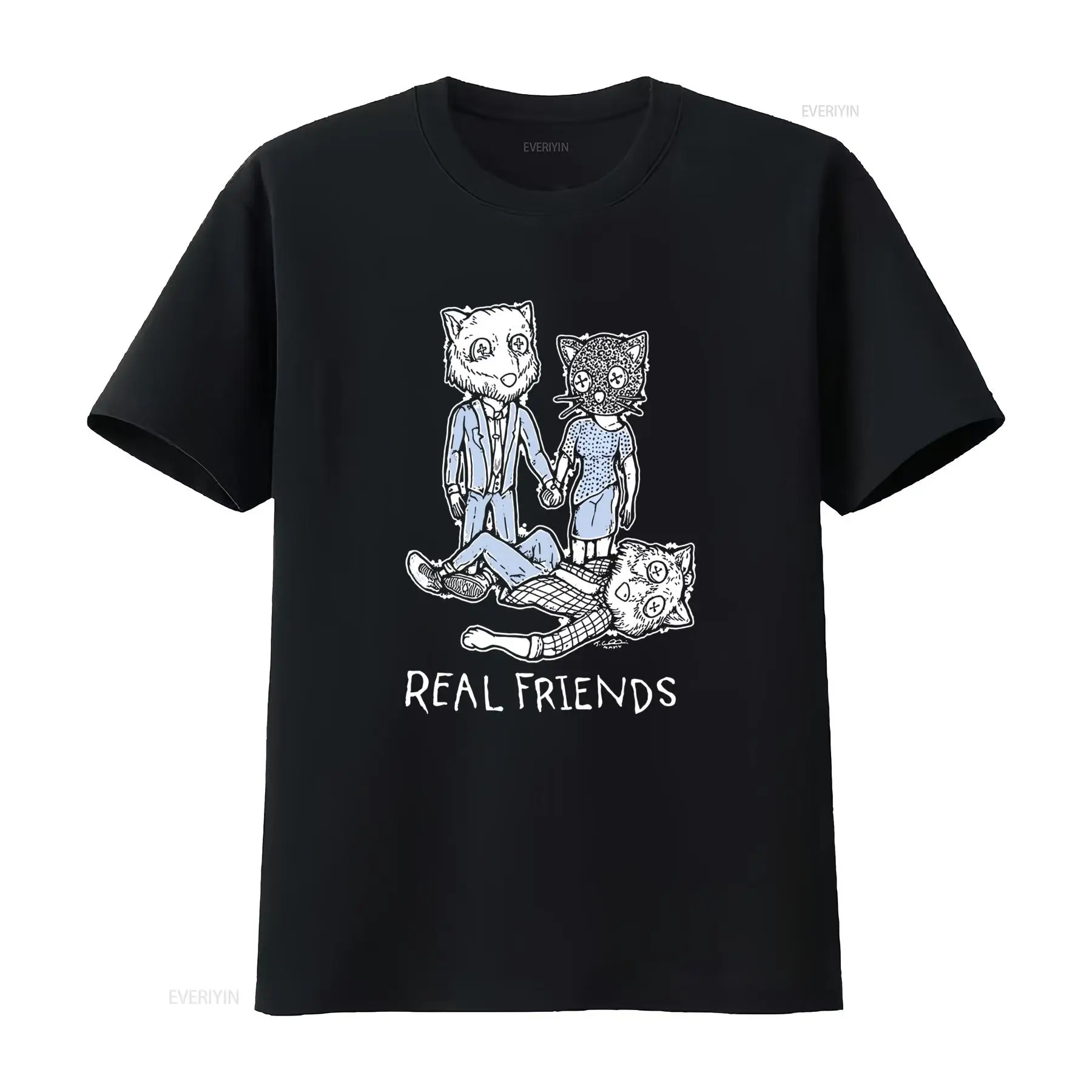 Vintage Fashion Sketches - Kaos Retro Sketch Real Friends dengan