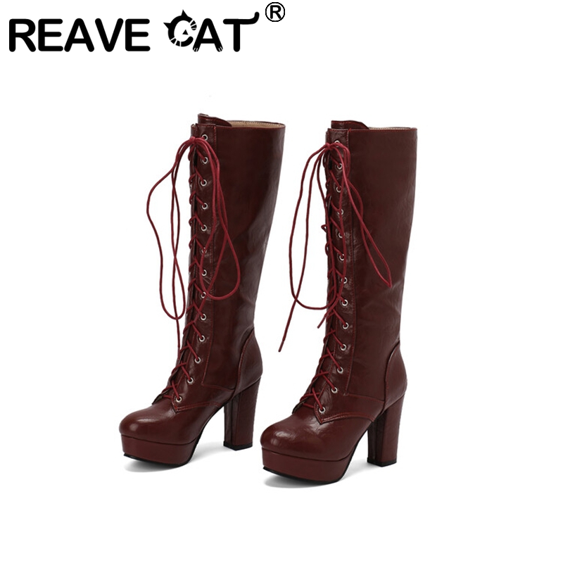 Vintage Style Women Fashion - REAVE CAT Vintage sepatu bot lutut