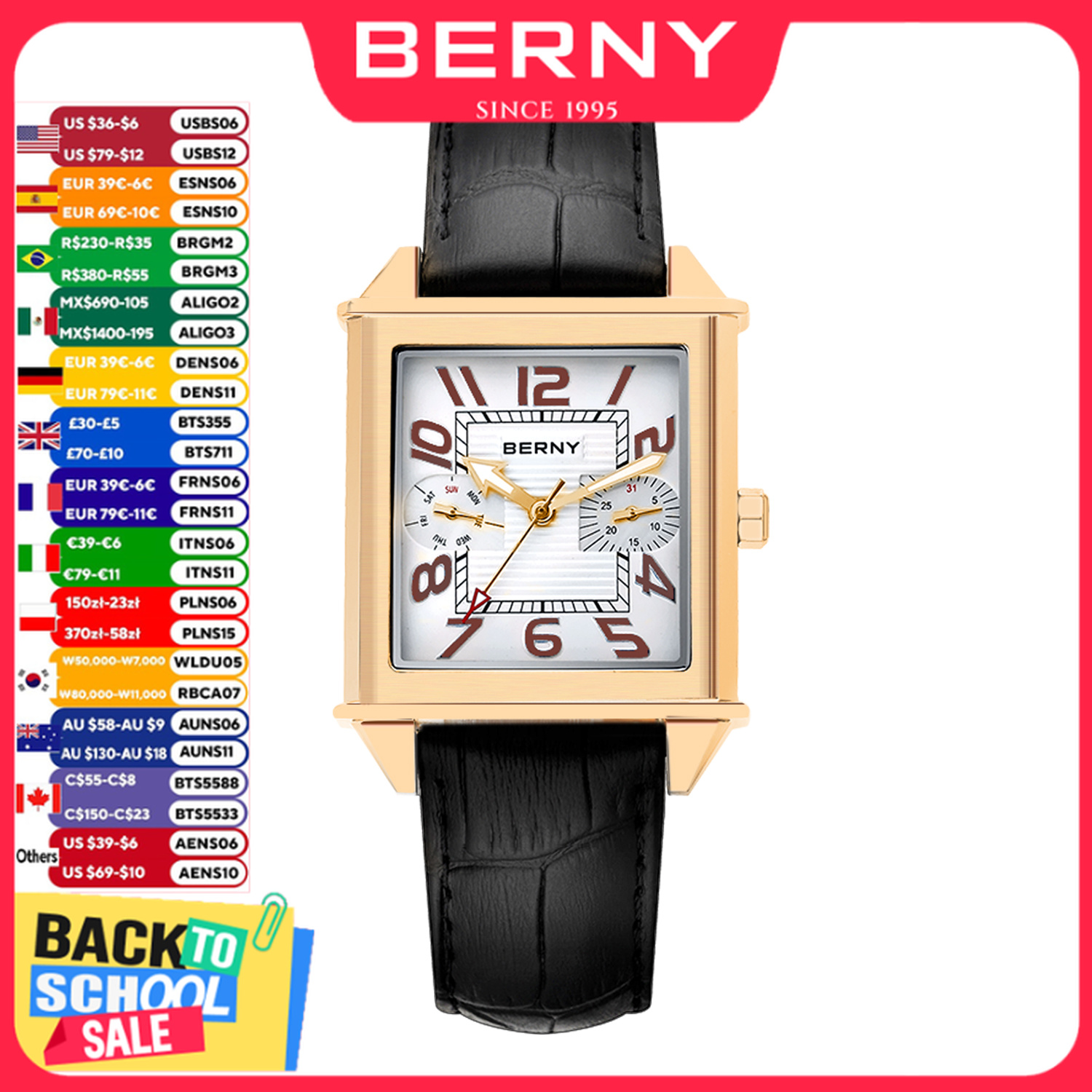 Vintage Fashion Complete - BERNY 6P25 Jam Tangan Kuarsa untuk