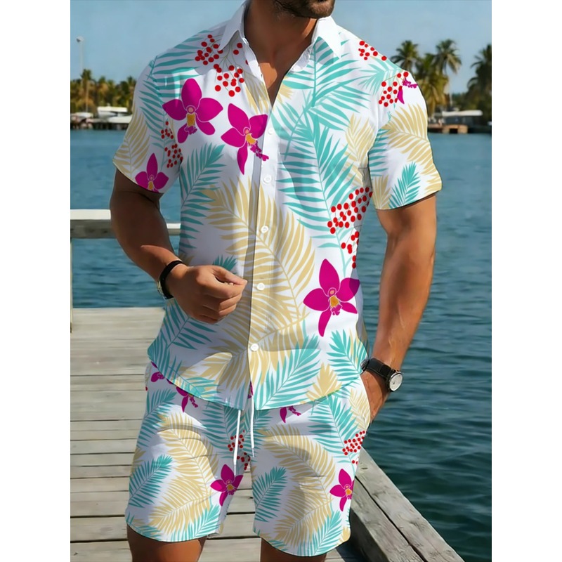 Printed Floral Shirt - Setelan Kemeja Lengan Pendek dan Celana