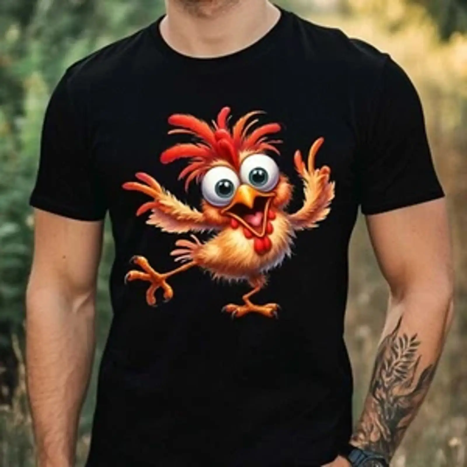 Vintage Fashion Herren - Kaos Pria Motif Ayam Lucu Bahan