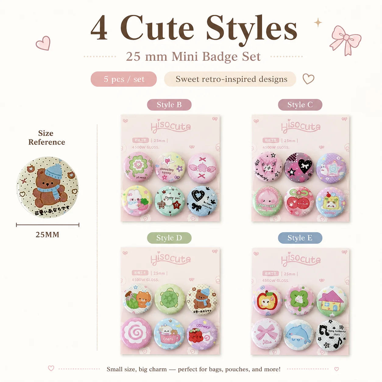 Vintage Fashion Journal - Lencana Pin Mini Student Clover 25mm,