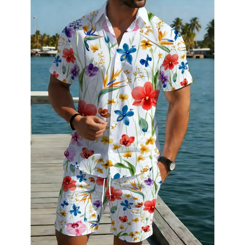 Printed Floral Shirt - Setelan Baju Laki-laki Motif Bunga untuk