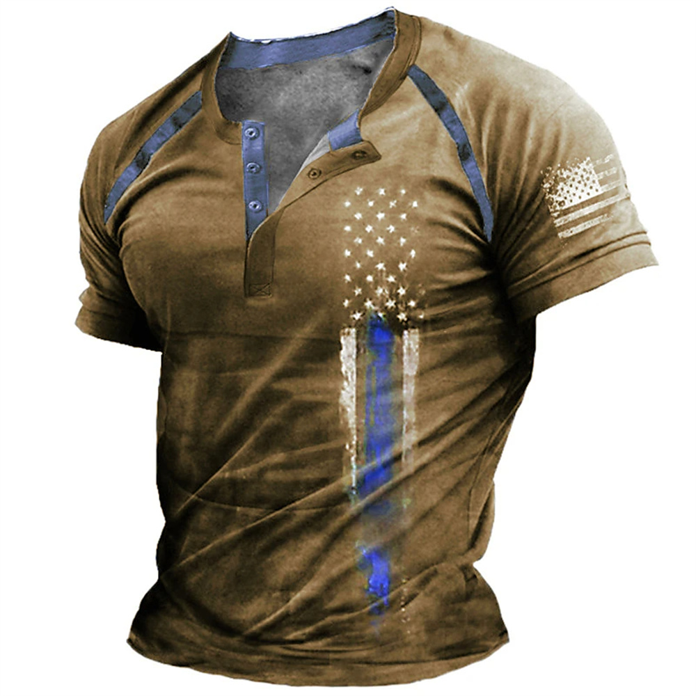 Vintage Fashion Aesthetic - Kaos Henry Pria Motif Bendera Amerika