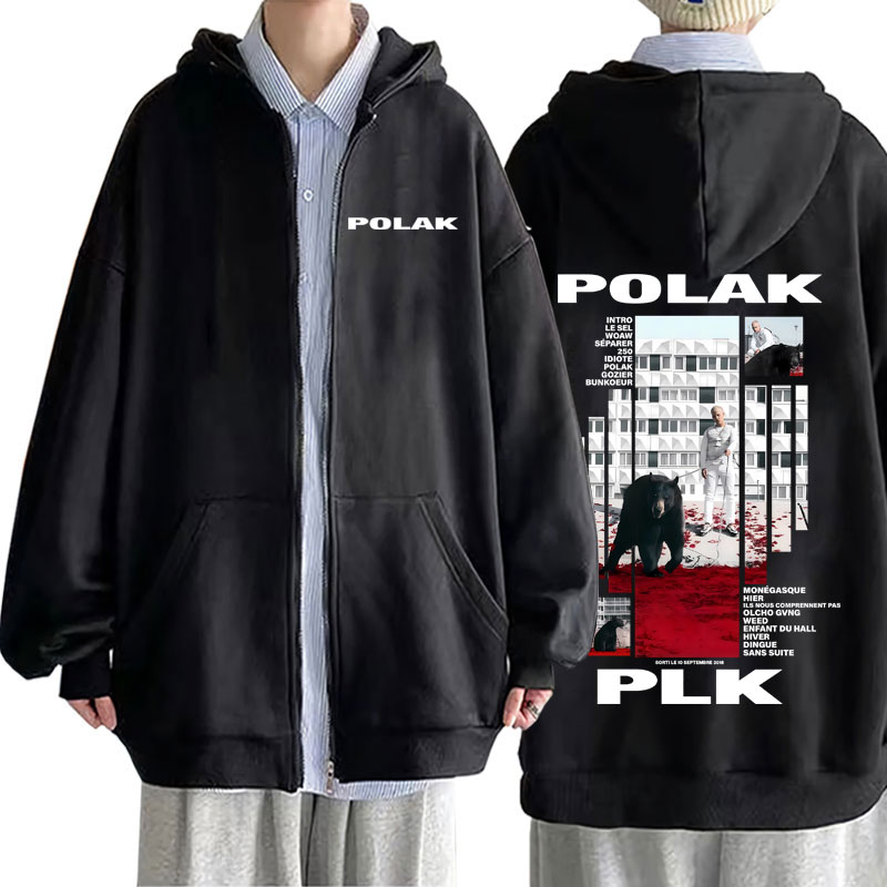 Vintage Fashion Pop Up - Rapper Plk Polak Hoodie Ritsleting Gambar