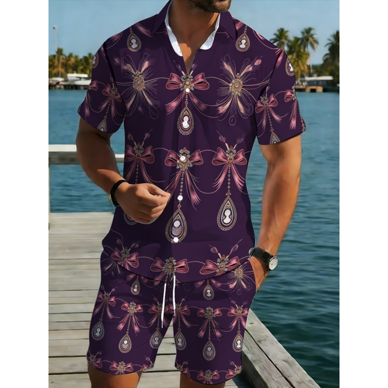 Printed Floral Shirt - Setelan Kemeja & Celana Pendek Pria