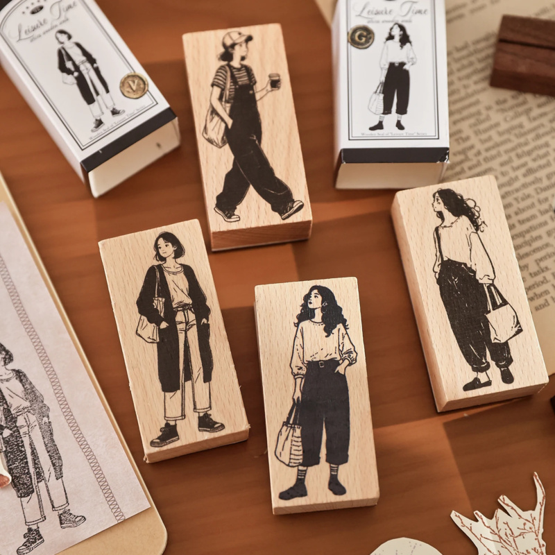 Vintage Fashion Journal - Stempel Kayu Motif Tanaman Vintage untuk