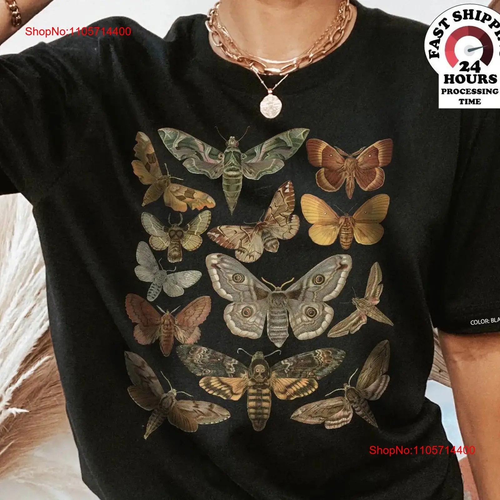 Vintage Fashion Bug - Kaos Motif Ngengat Cottagecore Estetika Serangga