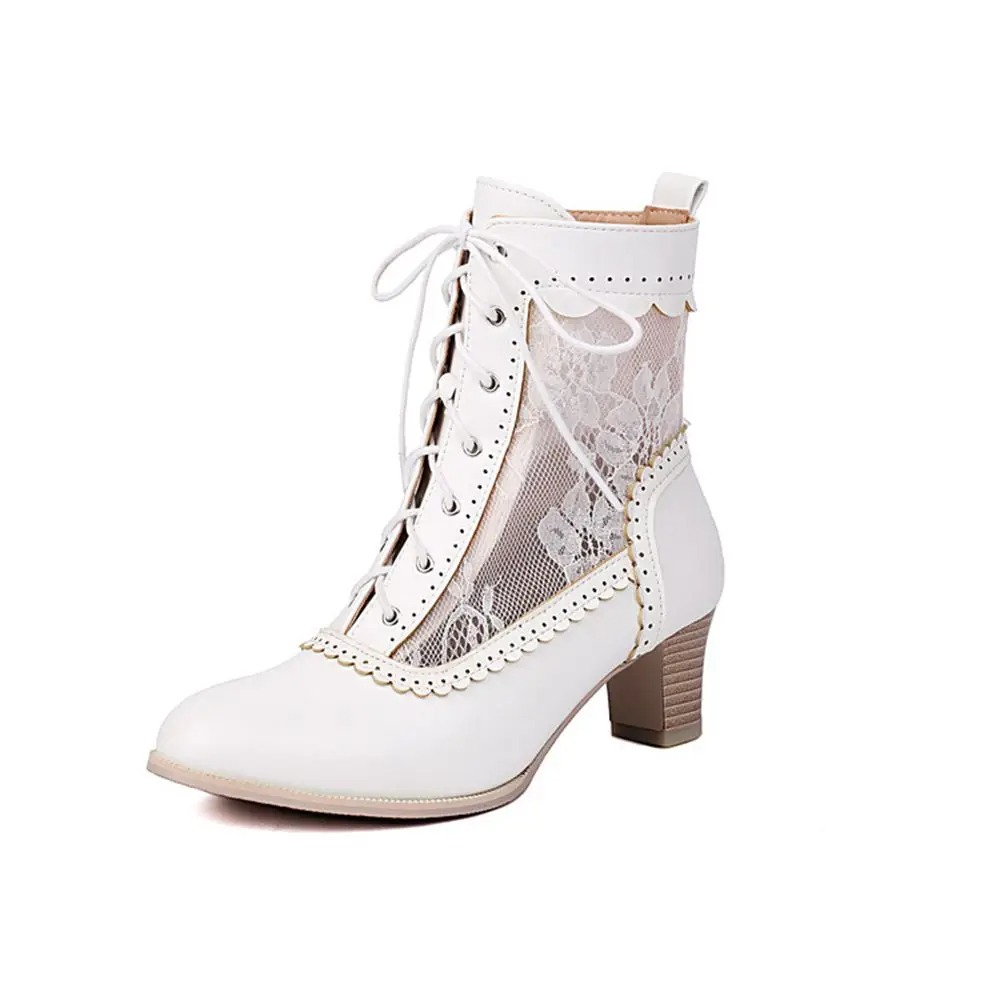 Vintage Fashion Outfit - Sepatu Bot Pergelangan Kaki Modis Jaring