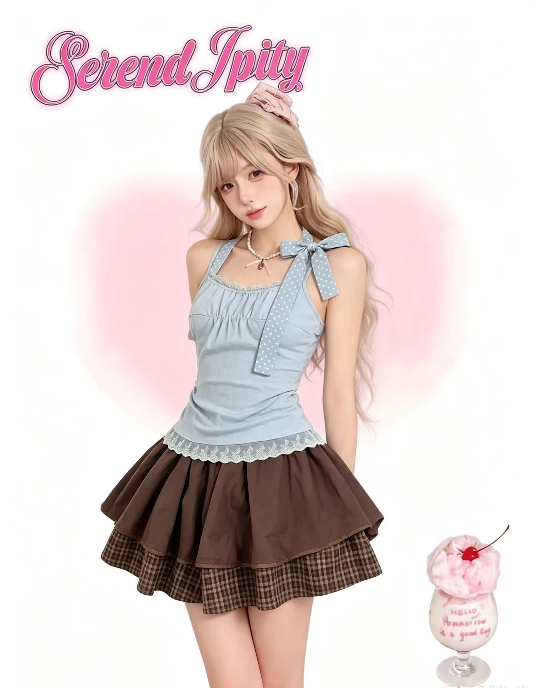 Vintage Fashion Outfit - Pakaian 2 Potong Gaya Harajuku Jepang