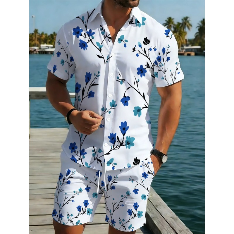 Setelan Kemeja Lengan Pendek d - Printed Floral Shirt ulasan dan harga