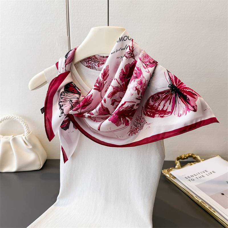 Syal Sutra Persegi Motif Kupu- - Vintage Fashion Sketches ulasan dan harga
