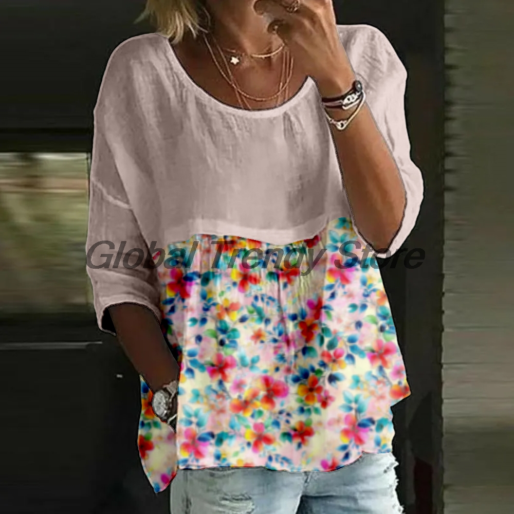 Blus Wanita Kasual Bermotif Bu - Printed Floral Shirt ulasan dan harga