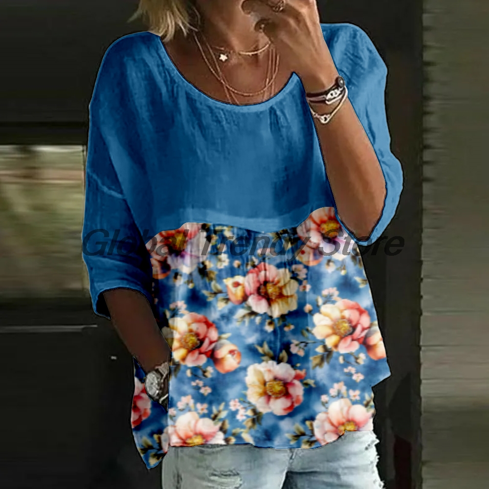 Blus Wanita Kasual Bermotif Bu - Printed Floral Shirt ulasan dan harga