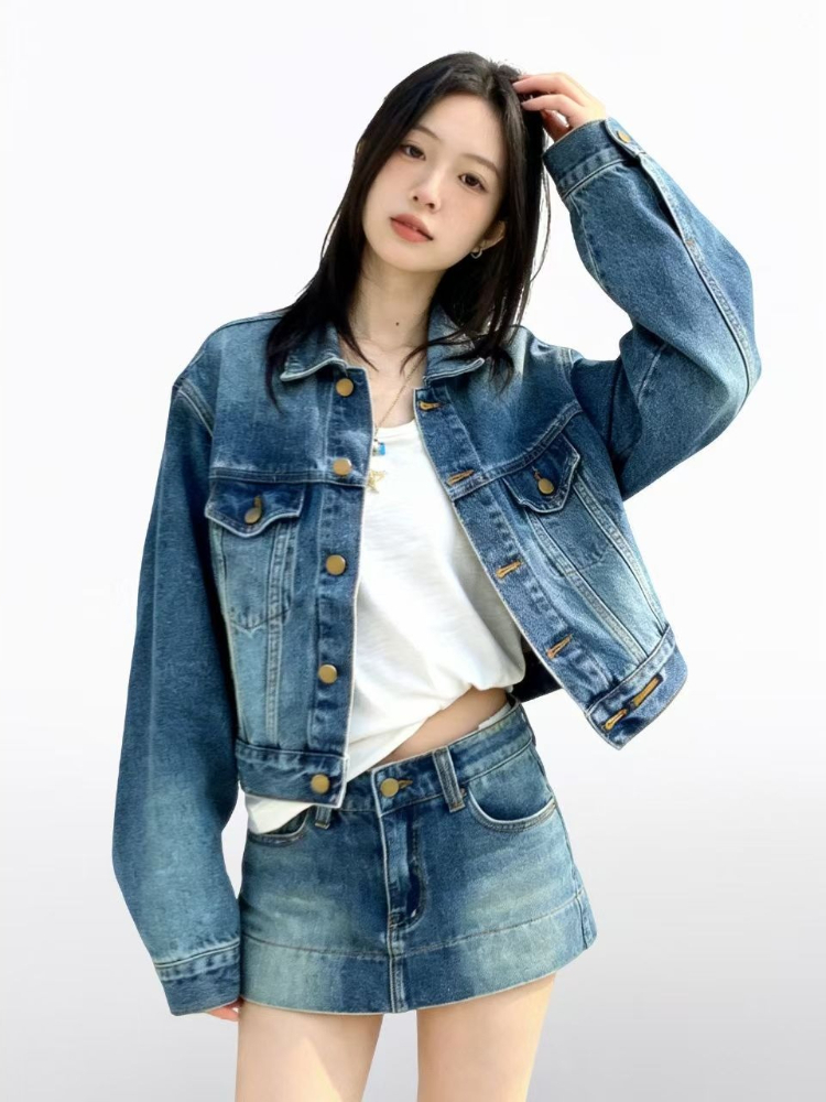 Setelan Denim 2 Potong Wanita  - Vintage Fashion Outfit ulasan dan harga