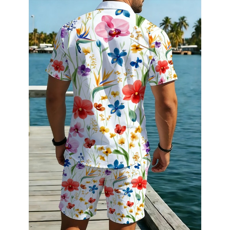 Setelan Baju Laki-laki Motif B - Printed Floral Shirt ulasan dan harga