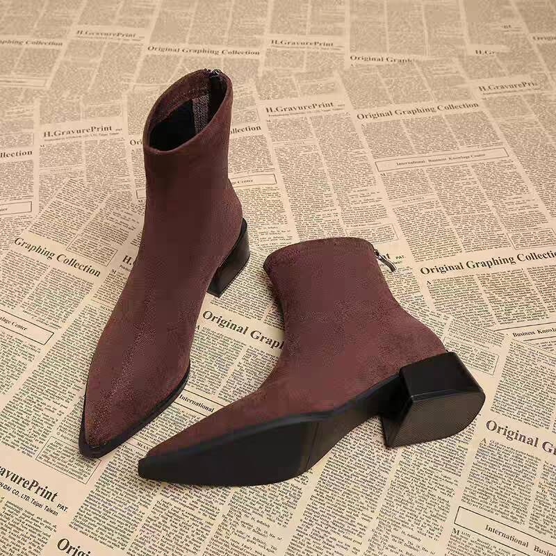 Sepatu Bot Wanita Hak Rendah M - Vintage Fashion Online ulasan dan harga