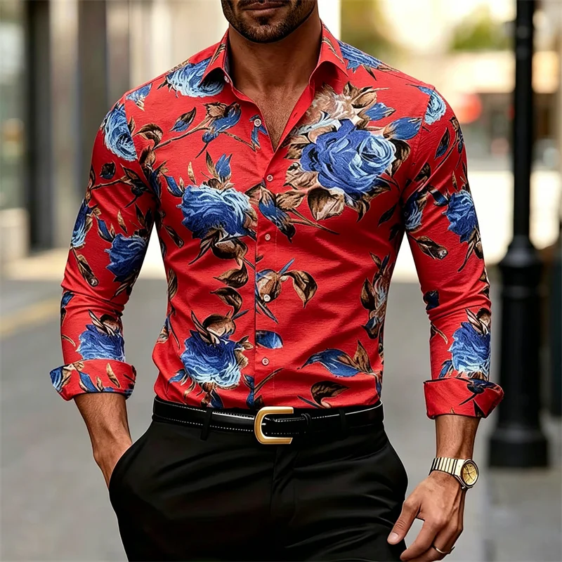 Kemeja Pria Lengan Panjang Ber - Printed Floral Shirt ulasan dan harga