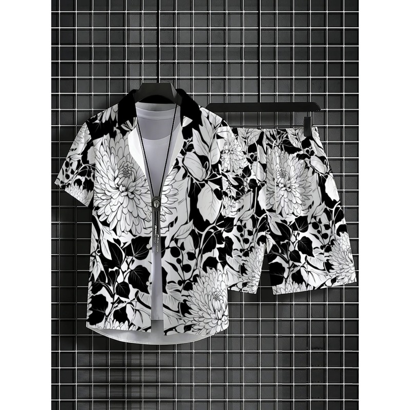 Setelan Kemeja Lengan Pendek M - Printed Floral Shirt ulasan dan harga