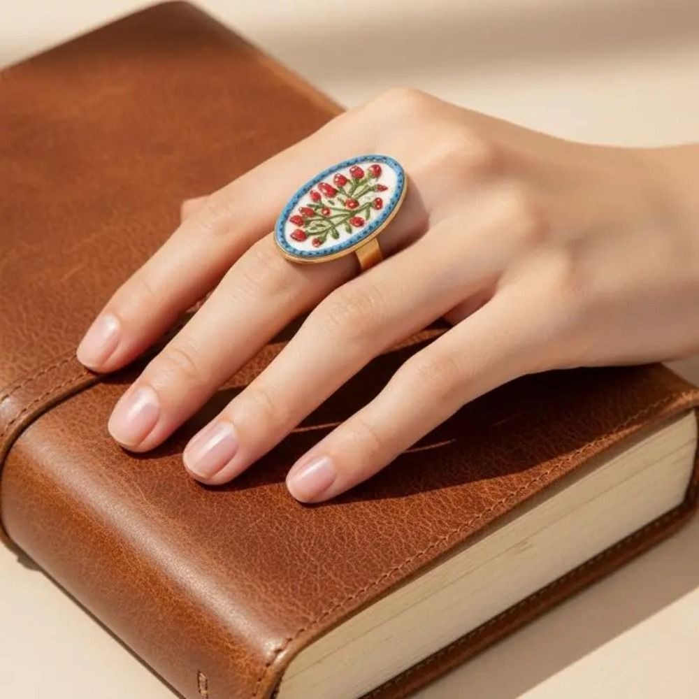 Cincin Bunga Enamel Cetak Pede - Vintage Style Women Fashion ulasan dan harga