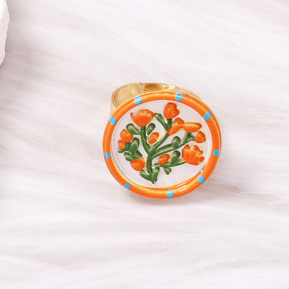 Cincin Bunga Enamel Cetak Pede - Vintage Style Women Fashion ulasan dan harga