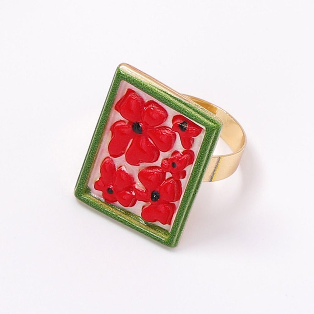 Cincin Bunga Enamel Cetak Pede - Vintage Style Women Fashion ulasan dan harga