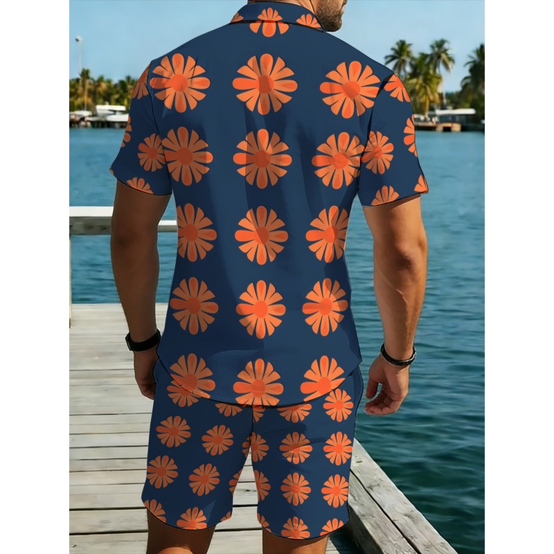 Setelan kemeja lengan pendek d - Printed Floral Shirt ulasan dan harga