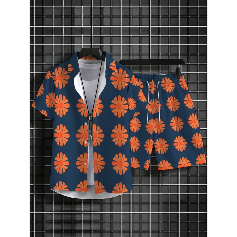 Setelan kemeja lengan pendek d - Printed Floral Shirt ulasan dan harga