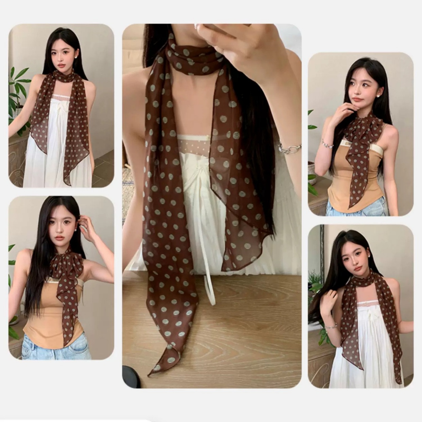 Selendang Chiffon Polkadot Vin - Vintage Fashion Outfit ulasan dan harga