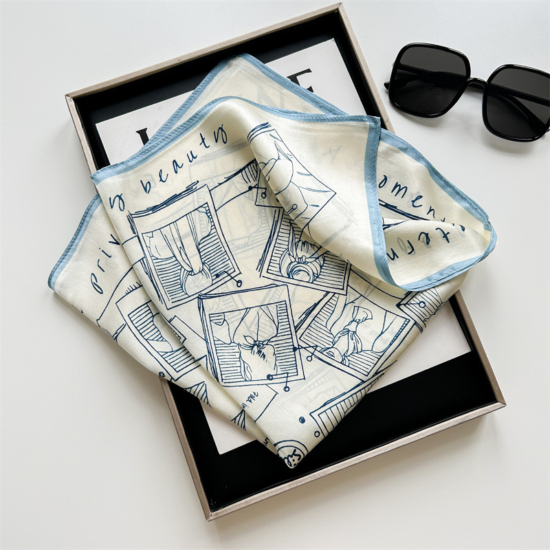 Syal Satin Motif Sketsa Vintag - Vintage Fashion Sketches ulasan dan harga
