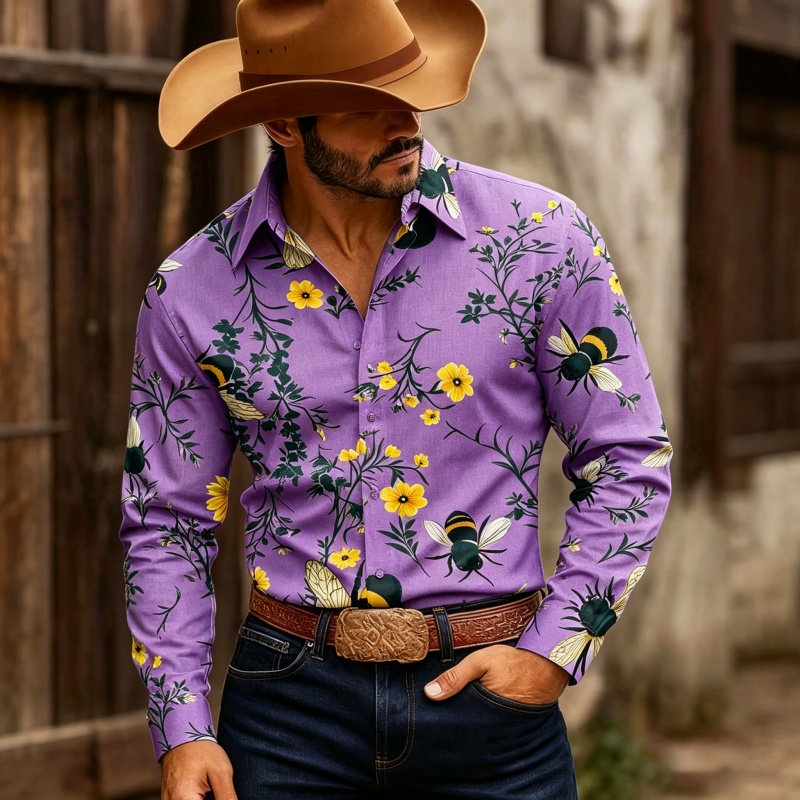 Kemeja Pria Bermotif Bunga Len - Printed Floral Shirt ulasan dan harga
