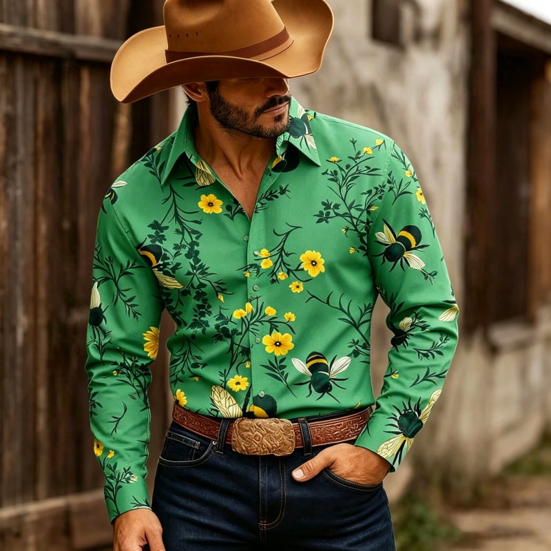 Kemeja Pria Bermotif Bunga Len - Printed Floral Shirt ulasan dan harga