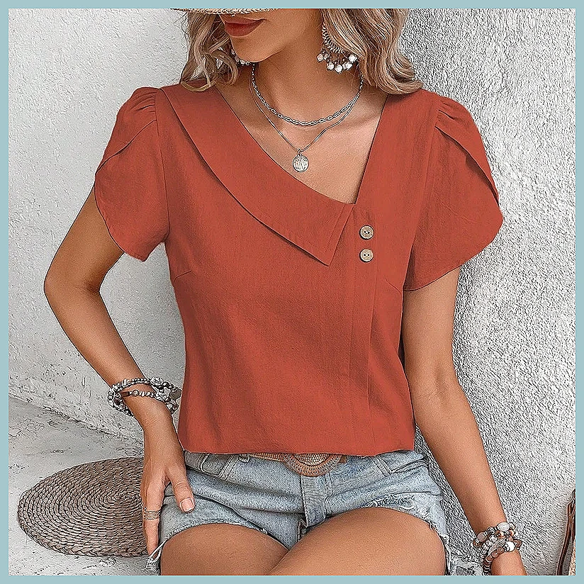 Blus Warna Solid Vintage Musim - Vintage Fashion Women ulasan dan harga