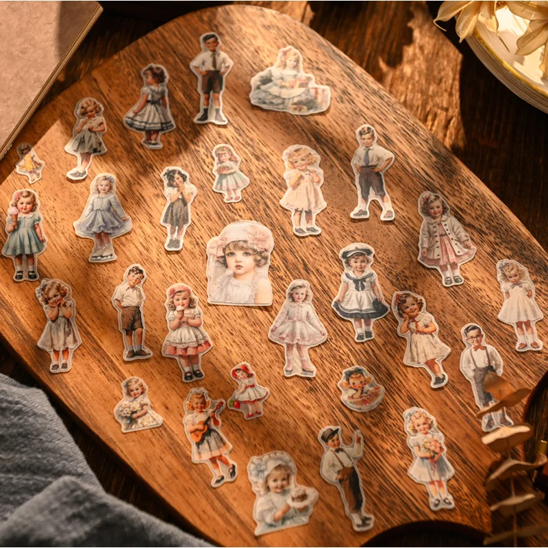50pcs Stiker Boneka Kertas Vin - Vintage Fashion Journal ulasan dan harga